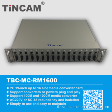 2u-16 Slots Fiber Media Converter Chassis for Media Converter Card Type